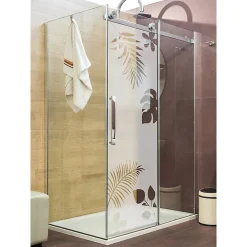 Ambiance Sticker Film Fenêtre Anti Regard Occultant - FEUILLES EXOTIQUES - Stickers Autocollant Brise-Vue pour Vitre & Porte de Douche - 185x55cm- Film Occultant Pour Vitrage