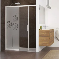 Ambiance Sticker Film Fenêtre Anti Regard Occultant - FLEURS ARTISTIQUES - Stickers Autocollant Brise-Vue pour Vitre & Porte de Douche - 95X35cm- Film Occultant Pour Vitrage