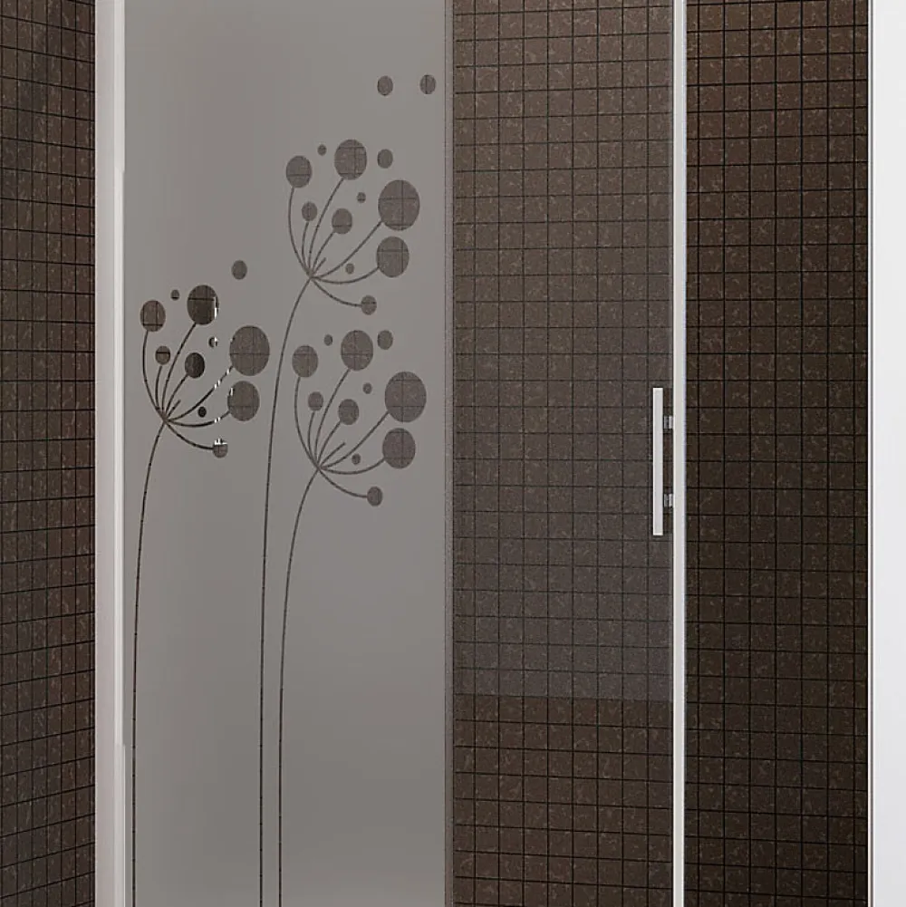 Ambiance Sticker Film Fenêtre Anti Regard Occultant - FLEURS ARTISTIQUES - Stickers Autocollant Brise-Vue pour Vitre & Porte de Douche - 95X35cm- Film Occultant Pour Vitrage