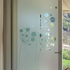 Ambiance Sticker Film Fenêtre Anti Regard Occultant - FLEURS ARTISTIQUES - Stickers Autocollant Brise-Vue pour Vitre & Porte de Douche - 95X35cm- Film Occultant Pour Vitrage