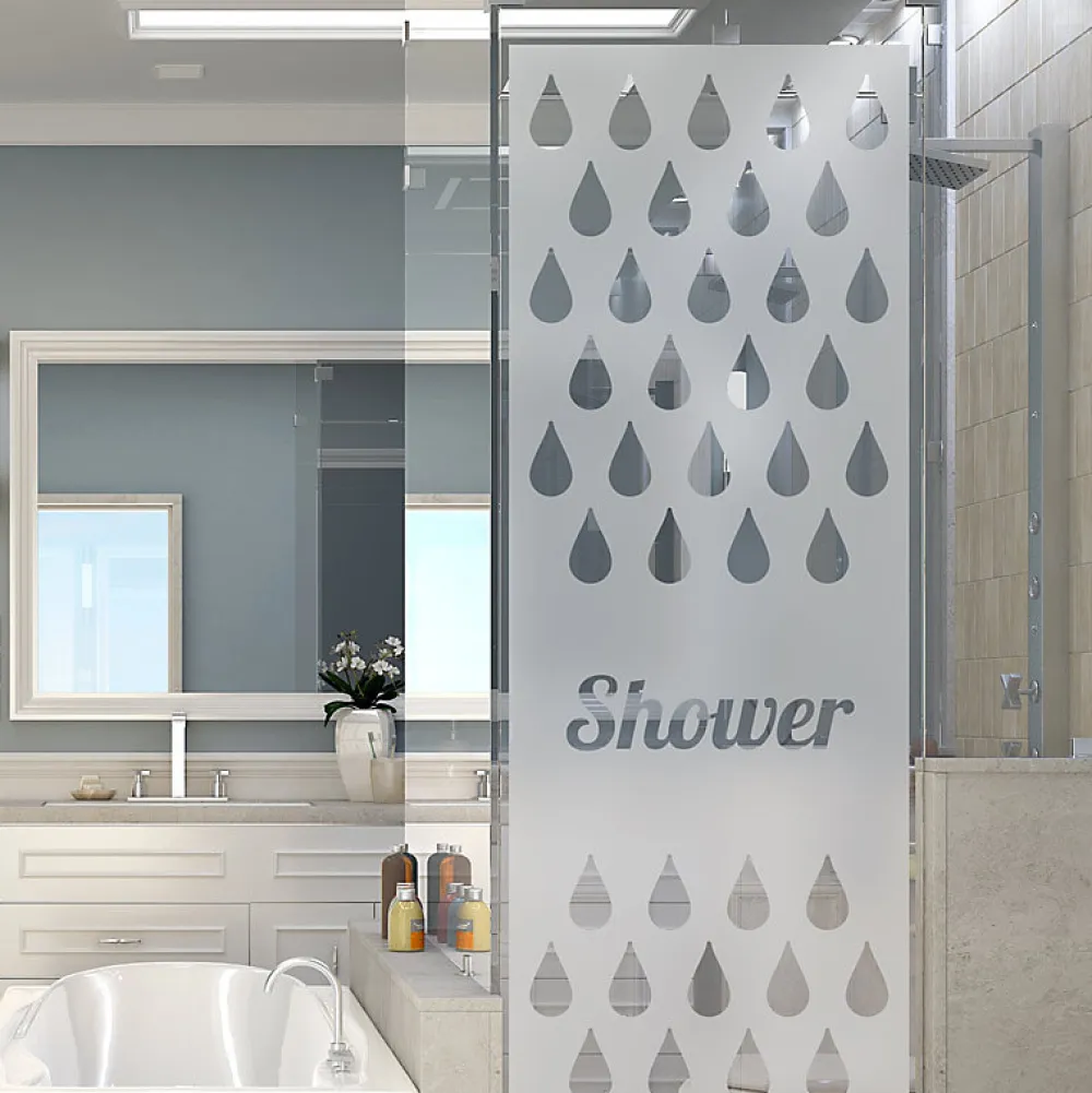 Ambiance Sticker Film Fenêtre Anti Regard Occultant - SHOWER - Stickers Autocollant Brise-Vue pour Vitre & Porte de Douche - 120x35cm- Film Occultant Pour Vitrage