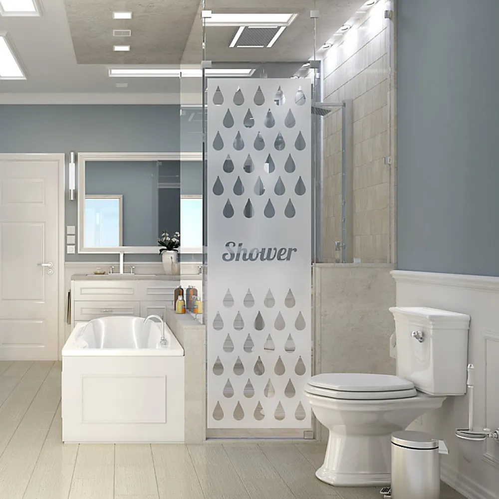 Ambiance Sticker Film Fenêtre Anti Regard Occultant - SHOWER - Stickers Autocollant Brise-Vue pour Vitre & Porte de Douche - 120x35cm- Film Occultant Pour Vitrage