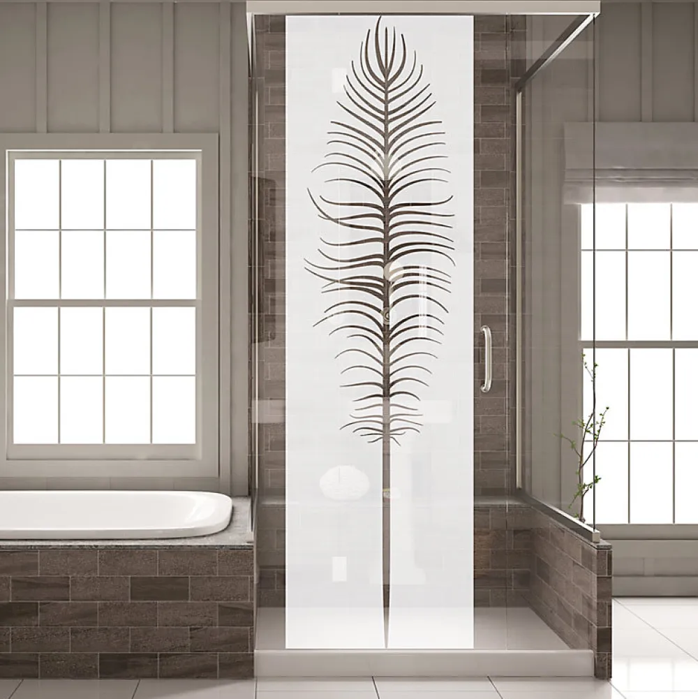 Ambiance Sticker Film Fenêtre Anti Regard Occultant - PLUME - Stickers Autocollant Brise-Vue pour Vitre & Porte de Douche - 150x45cm- Film Occultant Pour Vitrage