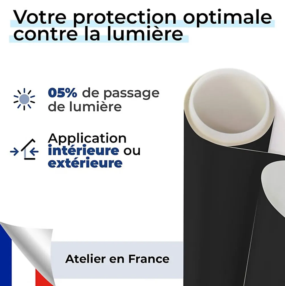 Film occultant noir mat pour fenêtre - 123 cm x 1 m - en Rouleau - DIMEXACT- Film Occultant Pour Vitrage