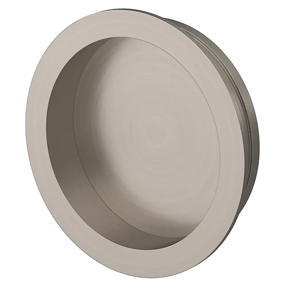 GoodHome Galandage rond à visser Minzh effet nickel satin gris Ø55mm- Poignée De Porte