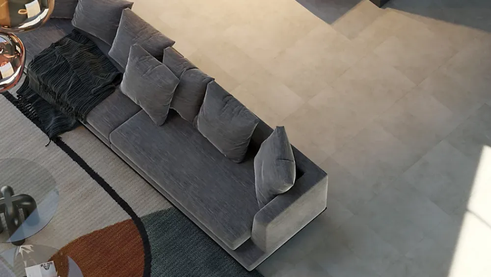 Samklic GAMME PRO - DALLE CLIPSABLE TRÈS HAUTE RÉSISTANCE AVEC SOUS-COUCHE INTEGREE. CIMENT BEIGE-Pack T3 (44m²)- Dalle Et Lame Pvc