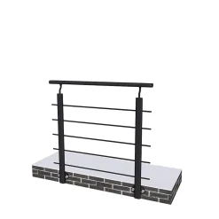 AICA Sanitaire Garde-corps - Aluminium Noir - 100cm - Avec 5 traverses et 1 main courante - Pour intérieur et extérieur - Fixation latérale- Accessoire D'Escalier