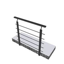 AICA Sanitaire Garde-corps - Aluminium Noir - 100cm - Avec 5 traverses et 1 main courante - Pour intérieur et extérieur - Fixation latérale- Accessoire D'Escalier