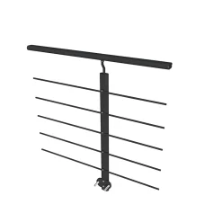 AICA Sanitaire Garde-corps - Aluminium Noir - 100cm - Avec 5 traverses et 1 main courante - Pour intérieur et extérieur - Fixation latérale- Accessoire D'Escalier