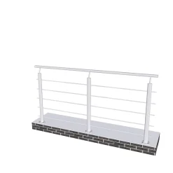 AICA Sanitaire Garde-corps - Pour intérieur et extérieur - Aluminium argenté - Avec 5 traverses et 1 main courante - 200cm - Fixation à plat- Accessoire D'Escalier