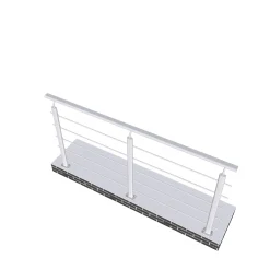 AICA Sanitaire Garde-corps - Pour intérieur et extérieur - Aluminium argenté - Avec 5 traverses et 1 main courante - 200cm - Fixation à plat- Accessoire D'Escalier