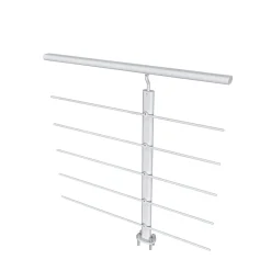 AICA Sanitaire Garde-corps - Pour intérieur et extérieur - Aluminium argenté - Avec 5 traverses et 1 main courante - 200cm - Fixation à plat- Accessoire D'Escalier