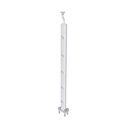 AICA Sanitaire Garde-corps - Pour intérieur et extérieur - Aluminium argenté - Avec 5 traverses et 1 main courante - 200cm - Fixation à plat- Accessoire D'Escalier
