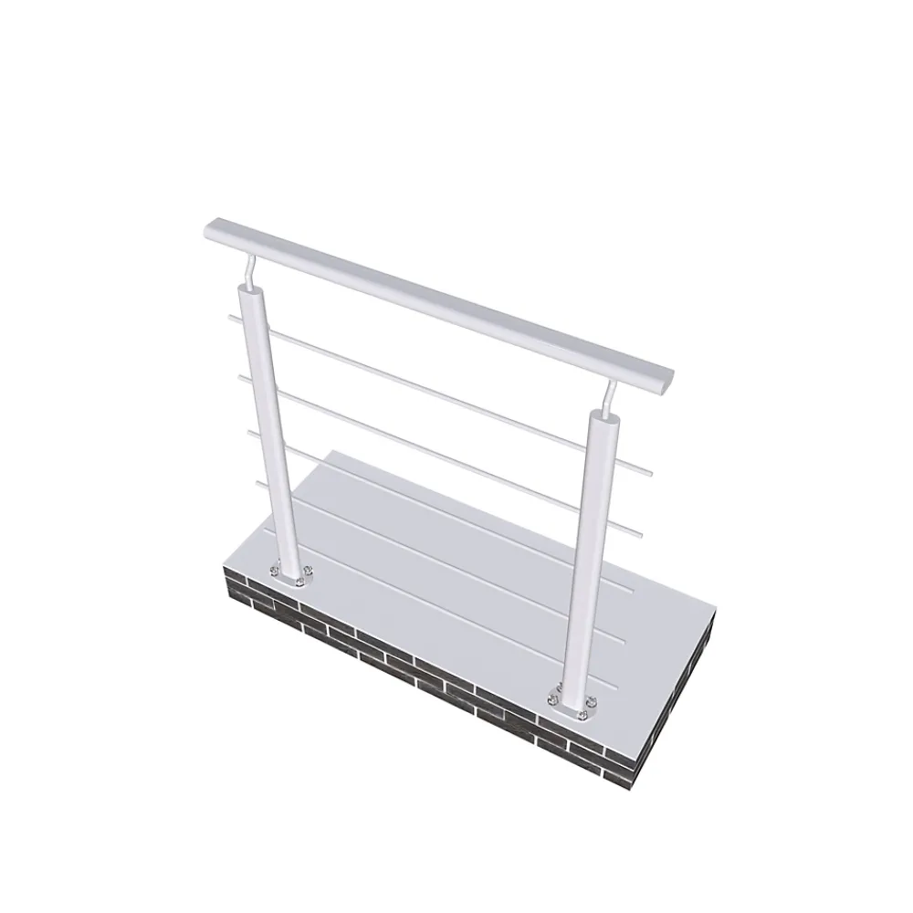 AICA Sanitaire Accessoire D'Escalier<Garde-corps - Pour intérieur et extérieur - Aluminium argenté - Avec 5 traverses et 1 main courante - 100cm - Fixation à plat