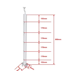 AICA Sanitaire Accessoire D'Escalier<Garde-corps - Pour intérieur et extérieur - Aluminium argenté - Avec 5 traverses et 1 main courante - 100cm - Fixation à plat