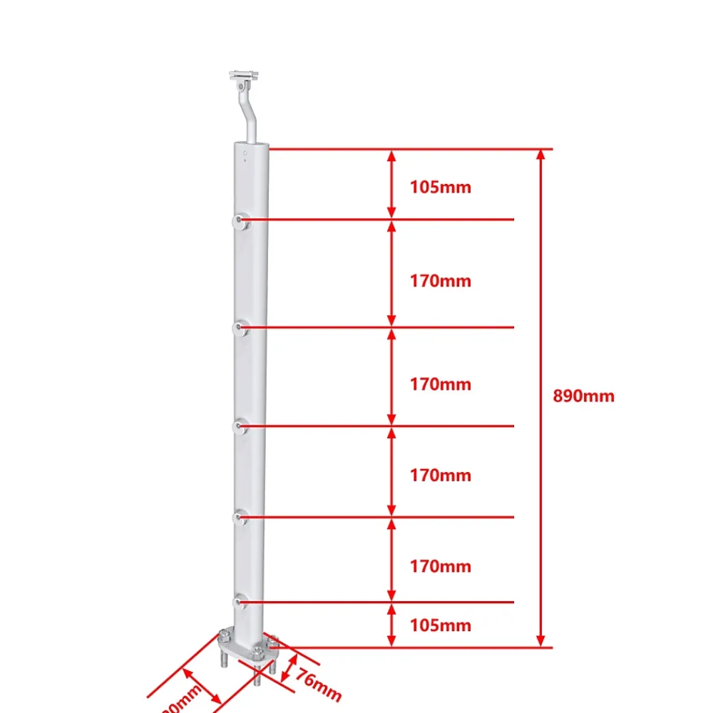 AICA Sanitaire Accessoire D'Escalier<Garde-corps - Pour intérieur et extérieur - Aluminium argenté - Avec 5 traverses et 1 main courante - 100cm - Fixation à plat