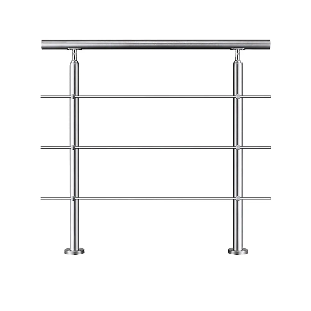 AICA Sanitaire Accessoire D'Escalier<Garde-corps avec main courante, 100cm, en acier inoxydable 304, garde-corps avec 3 traverses, pour intérieur et extérieur