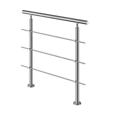 AICA Sanitaire Accessoire D'Escalier<Garde-corps avec main courante, 100cm, en acier inoxydable 304, garde-corps avec 3 traverses, pour intérieur et extérieur
