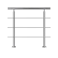 AICA Sanitaire Garde-corps avec main courante, 80cm, en acier inoxydable 304, garde-corps avec 3 traverses, pour intérieur et extérieur- Accessoire D'Escalier