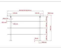 AICA Sanitaire Garde-corps avec main courante, 80cm, en acier inoxydable 304, garde-corps avec 3 traverses, pour intérieur et extérieur- Accessoire D'Escalier