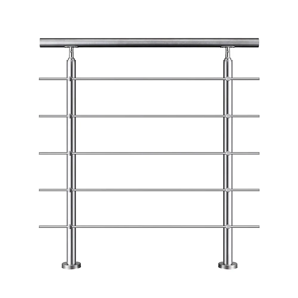 AICA Sanitaire Garde-corps avec main courante, 100cm, en acier inoxydable 304, garde-corps avec 5 traverses, pour intérieur et extérieur- Accessoire D'Escalier