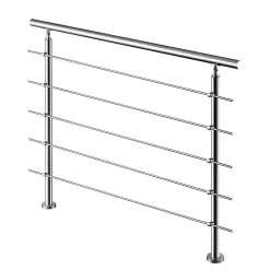 AICA Sanitaire Garde-corps avec main courante, 120cm, en acier inoxydable 304, garde-corps avec 5 traverses, pour intérieur et extérieur- Accessoire D'Escalier