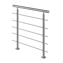 AICA Sanitaire Garde-corps avec main courante, 80cm, en acier inoxydable 304, garde-corps avec 5 traverses, pour intérieur et extérieur- Accessoire D'Escalier