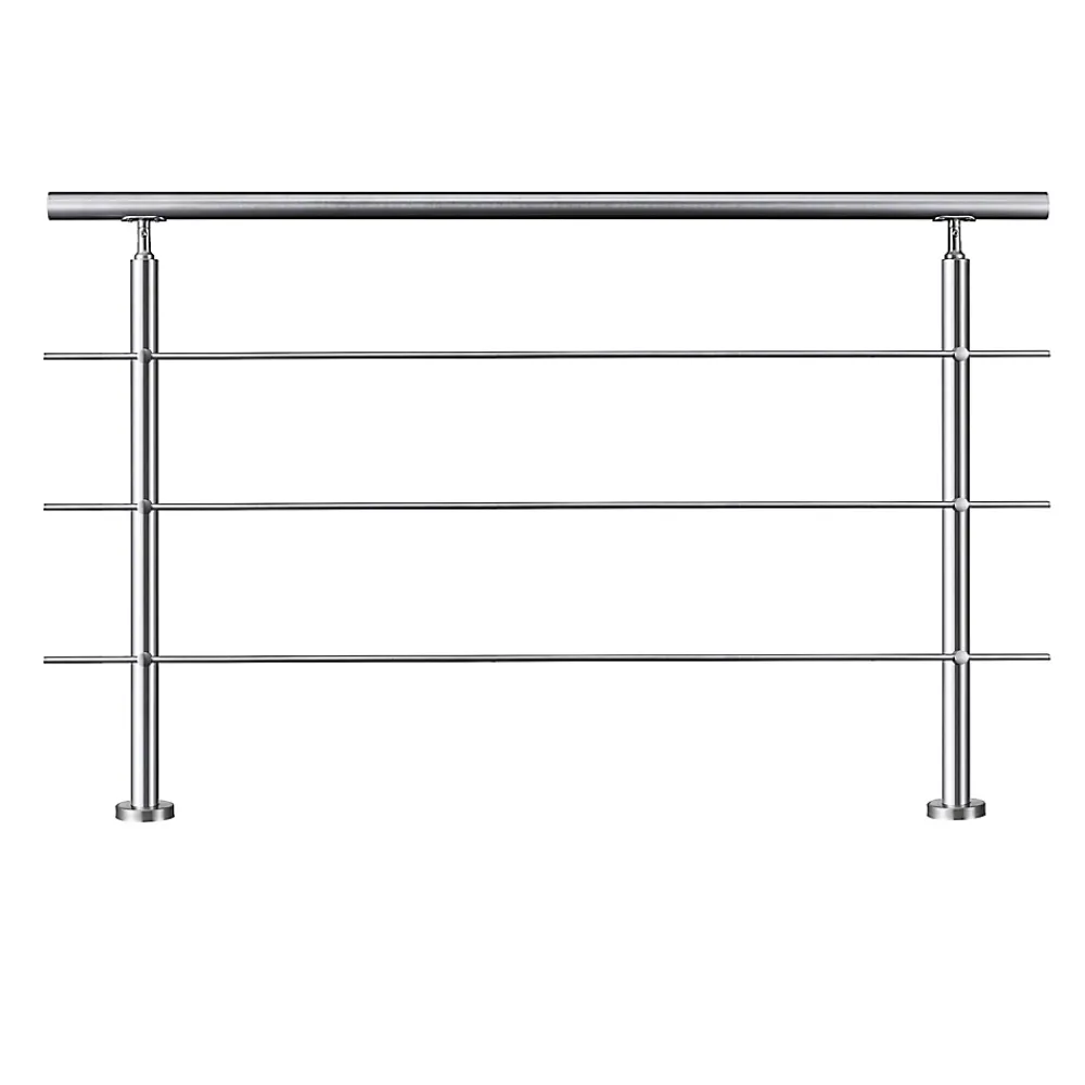 AICA Sanitaire Accessoire D'Escalier<Garde-corps avec main courante, 180cm, en acier inoxydable 304, garde-corps avec 3 traverses, pour intérieur et extérieur