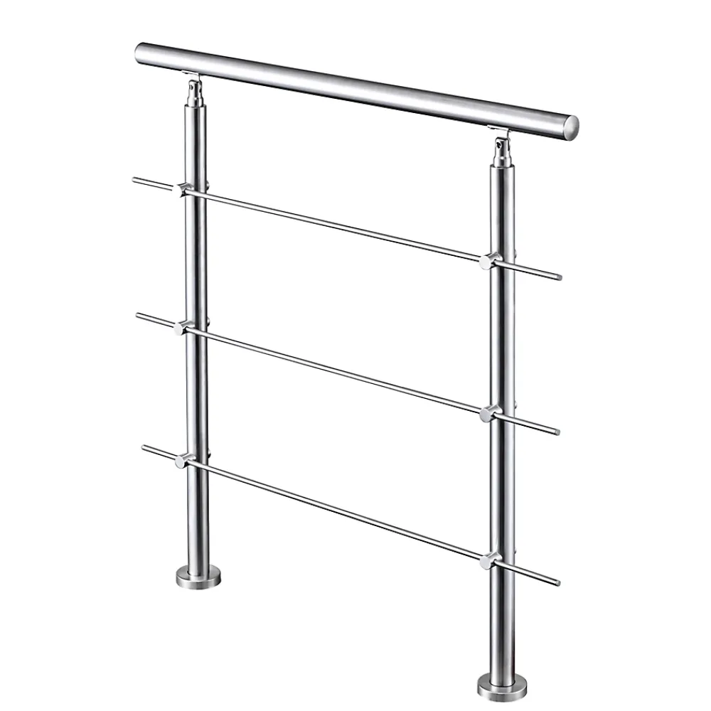 AICA Sanitaire Garde-corps 80cm avec main courante, en acier inoxydable 201, pour intérieur et extérieur, garde-corps avec 3 traverses- Accessoire D'Escalier