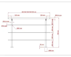 AICA Sanitaire Garde-corps 180cm avec main courante, en acier inoxydable 201, pour intérieur et extérieur, garde-corps avec 3 traverses- Accessoire D'Escalier