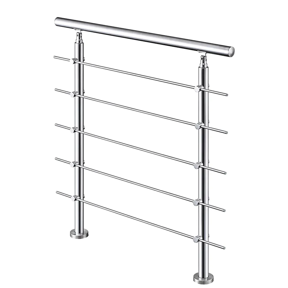 AICA Sanitaire Garde-corps 80cm avec main courante, en acier inoxydable 201, pour intérieur et extérieur, garde-corps avec 5 traverses- Accessoire D'Escalier