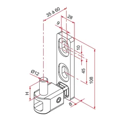 Tirard Gond de portail MULTIFIX L à axe réglable de 35 à 60mm pivot diamètre 12mm - - NA619002- Accesoire Pour Volet