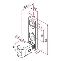Tirard Gond de portail MULTIFIX L à axe réglable de 35 à 60mm pivot diamètre 12mm - - NA619002- Accesoire Pour Volet