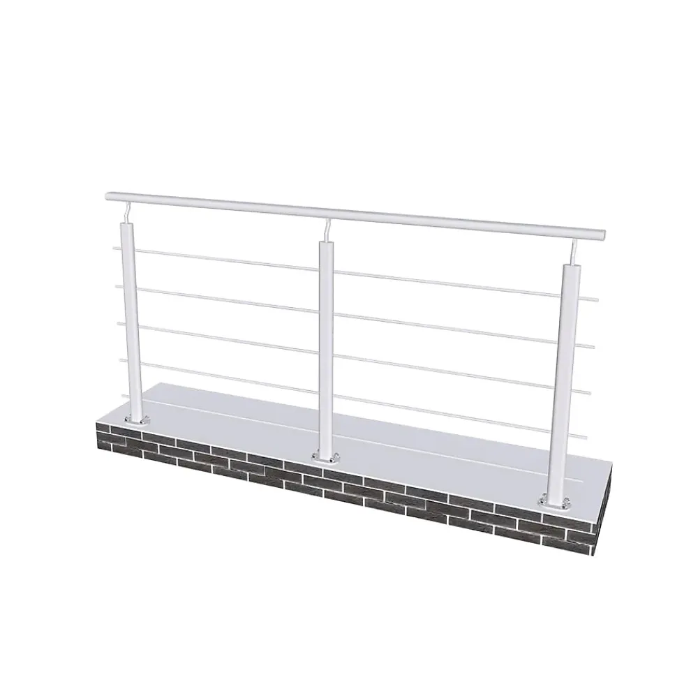 Grand Verre Garde-Corps, Balustrade<Kit Rambarde 2ml garde-corps avec 5 traverses fixation à plat en aluminium Gris mat
