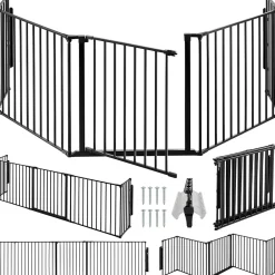Tectake Grille de protection pour cheminée, barrière de sécurité enfant bébé- Barrière De Sécurité