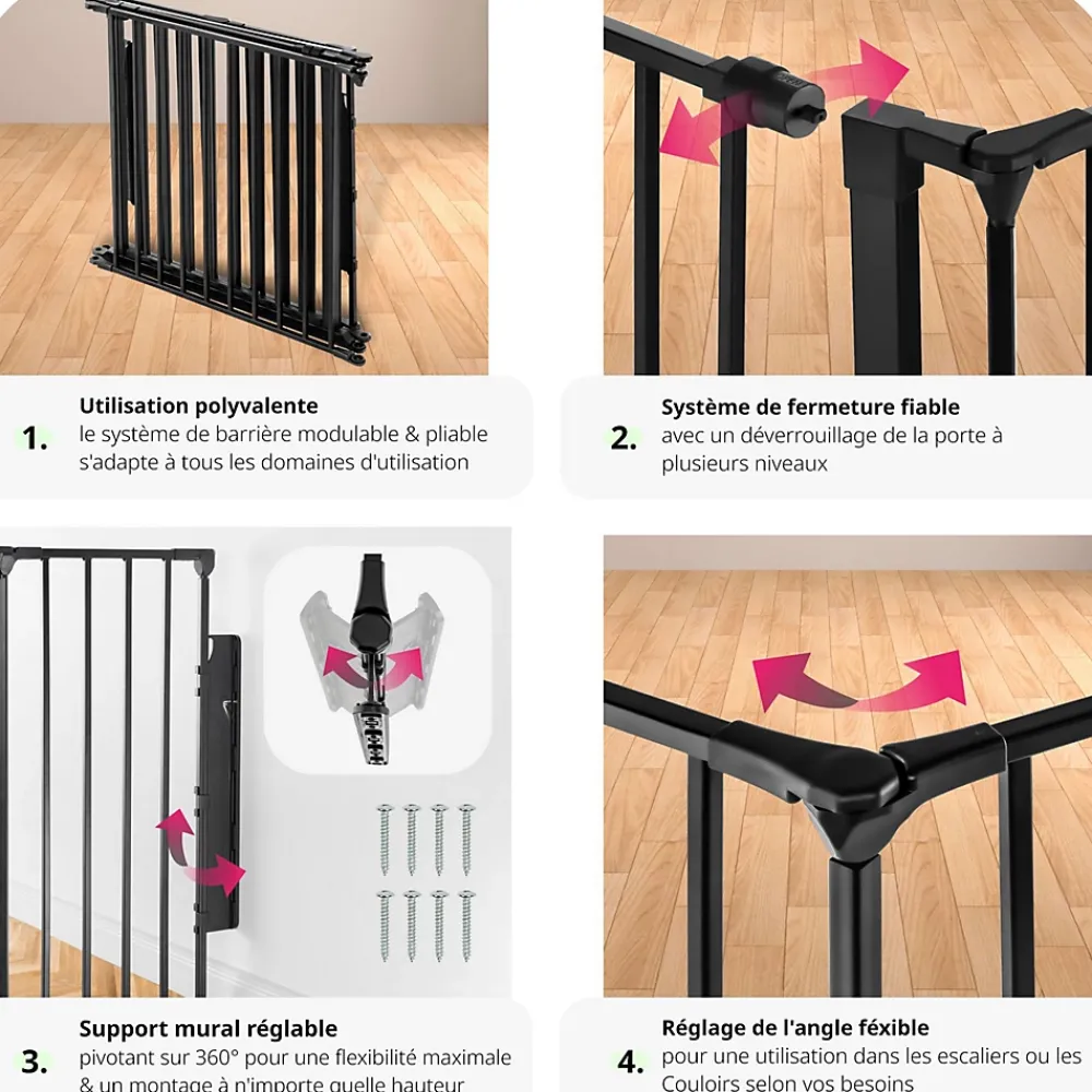 Tectake Grille de protection pour cheminée, barrière de sécurité enfant bébé- Barrière De Sécurité
