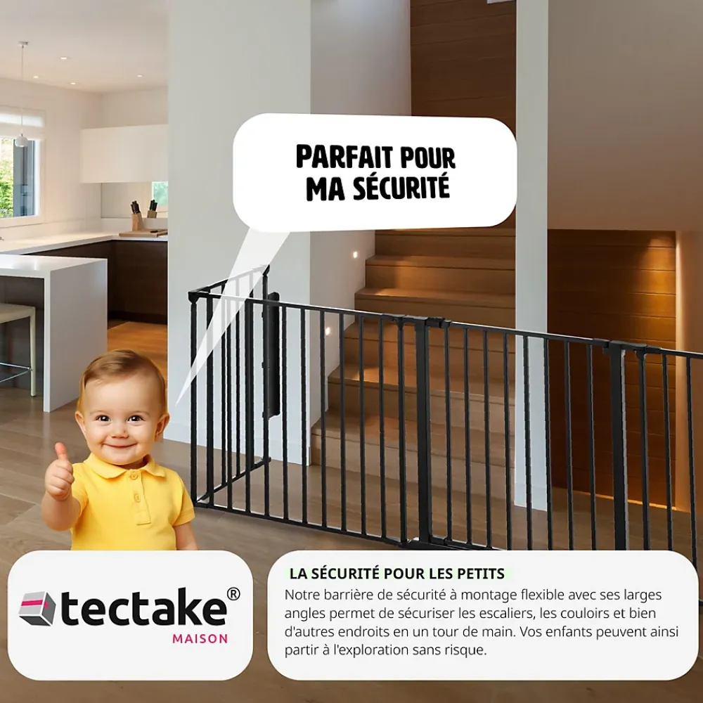 Tectake Grille de protection pour cheminée, barrière de sécurité enfant bébé- Barrière De Sécurité