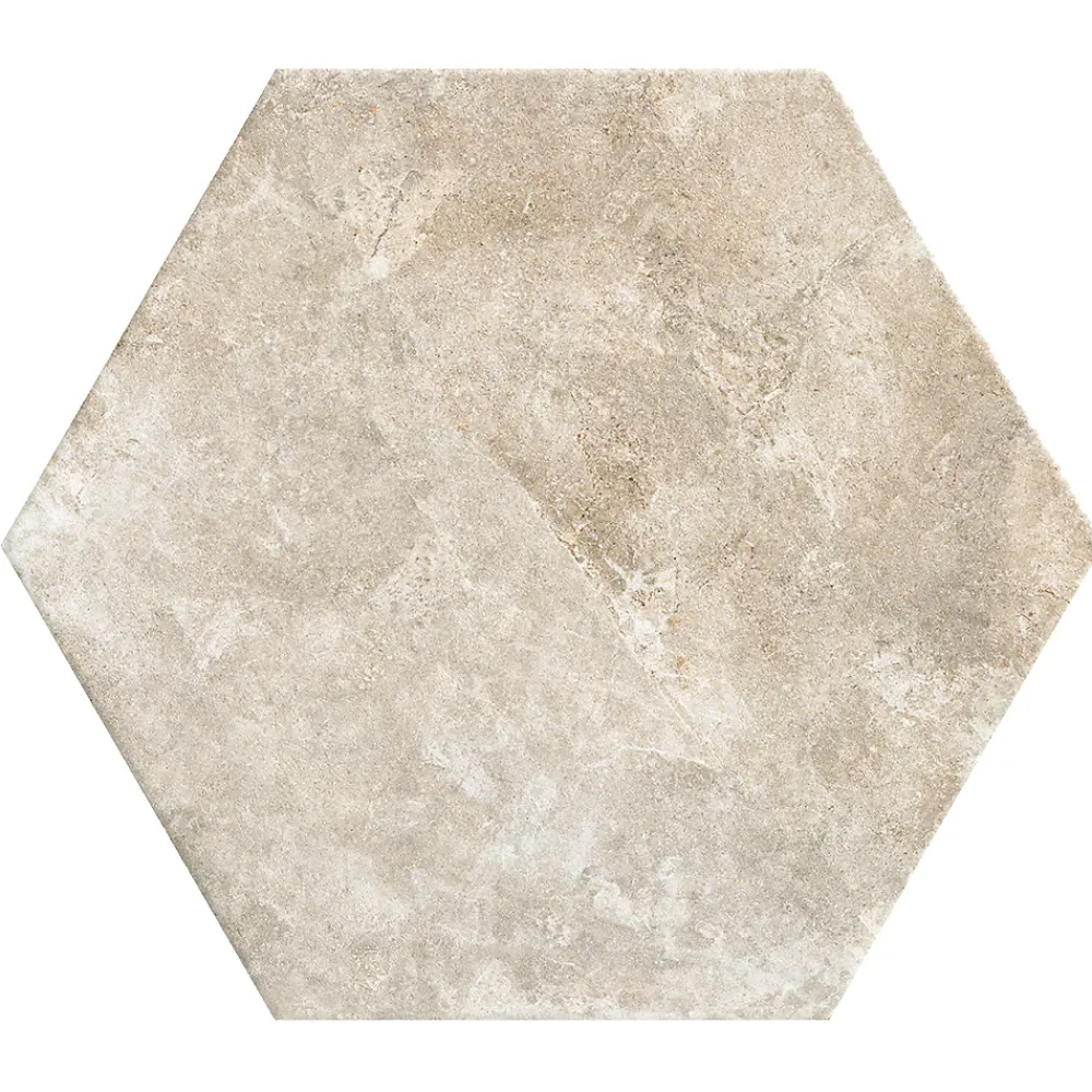 Lux Mosaic Grès Cérame Premium Format 56x48,5 Intérieur/Extérieur Arlet Taupe Hexagonal Effet Travertin- Carrelage Extérieur Et Terrasse