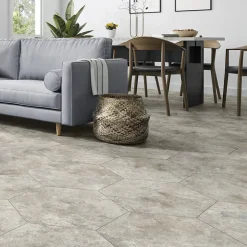 Lux Mosaic Grès Cérame Premium Format 56x48,5 Intérieur/Extérieur Arlet Taupe Hexagonal Effet Travertin- Carrelage Extérieur Et Terrasse