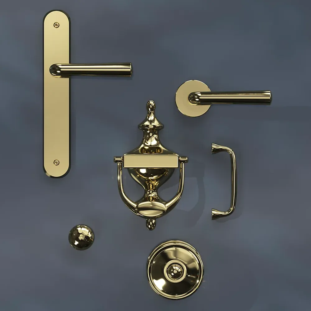GoodHome Heurtoir de porte extérieur Tudy effet laiton doré H.180 mm x l.97 mm- Poignée De Porte Extérieure