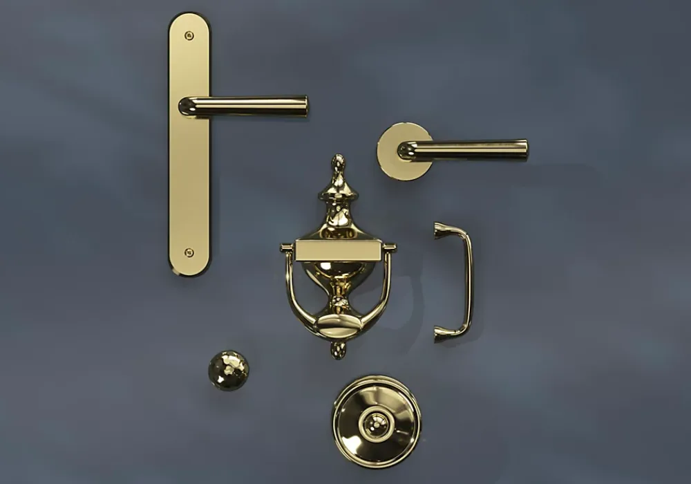 GoodHome Heurtoir de porte extérieur Tudy effet laiton doré H.180 mm x l.97 mm- Poignée De Porte Extérieure