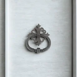 Secury-T Poignée De Porte Extérieure<Heurtoir de porte fer sur rosace carré ajourée vieil argent argent antique