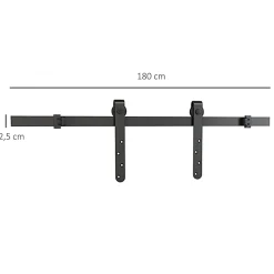 Homcom Kit de porte coulissante système galandage avec porte épaisseur 20-25 mm largeur max. 0,9 m charge max. 20 Kg acier noir- Porte Coulissante