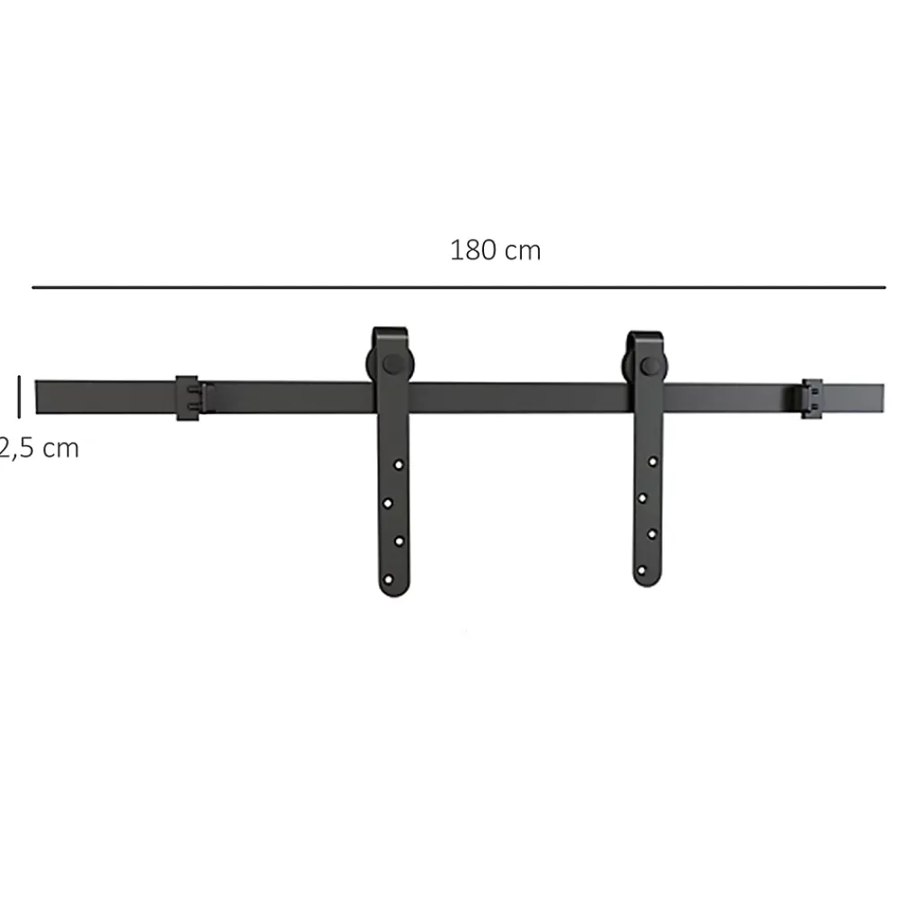 Homcom Kit de porte coulissante système galandage avec porte épaisseur 20-25 mm largeur max. 0,9 m charge max. 20 Kg acier noir- Porte Coulissante