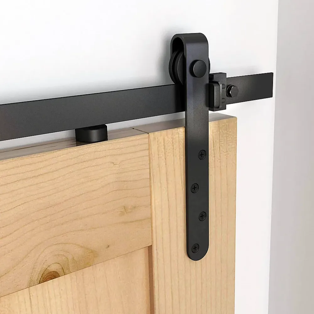 Homcom Kit de porte coulissante système galandage avec porte épaisseur 20-25 mm largeur max. 0,9 m charge max. 20 Kg acier noir- Porte Coulissante