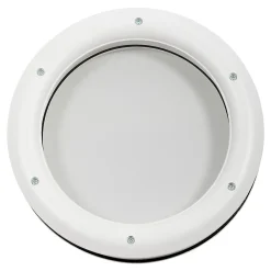 GoodHome Hublot pour porte de garage circulaire en PVC blanc Ø.31,8 x H.31,8 cm- Accessoire Pour Porte De Garage