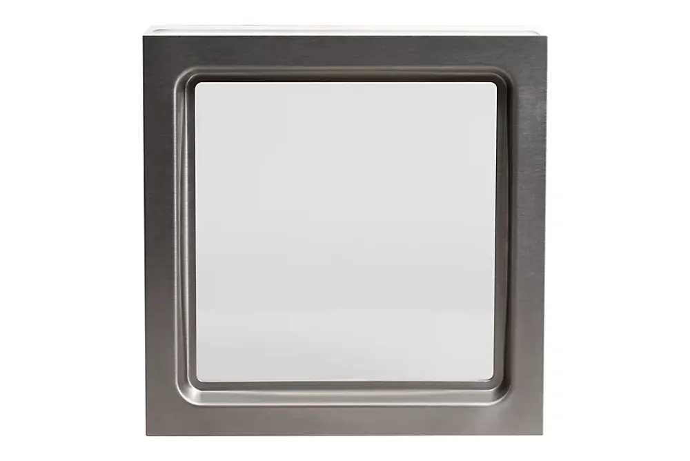 GoodHome Accessoire Pour Porte De Garage<Hublot pour porte de garage carré en acier inoxydable argenté l.28,4 x H.28,4 cm