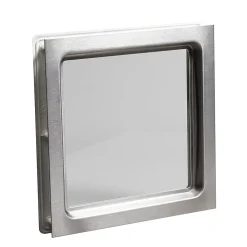 GoodHome Accessoire Pour Porte De Garage<Hublot pour porte de garage carré en acier inoxydable argenté l.28,4 x H.28,4 cm