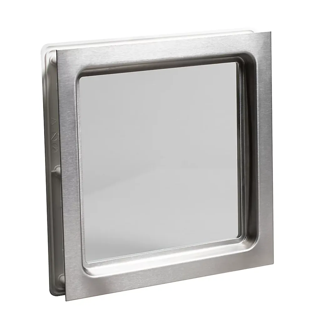 GoodHome Accessoire Pour Porte De Garage<Hublot pour porte de garage carré en acier inoxydable argenté l.28,4 x H.28,4 cm