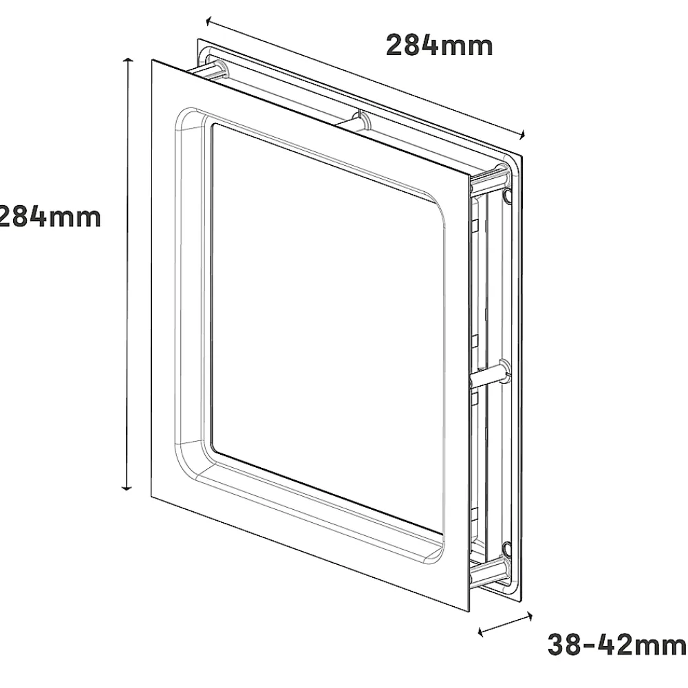 GoodHome Accessoire Pour Porte De Garage<Hublot pour porte de garage carré en acier inoxydable argenté l.28,4 x H.28,4 cm